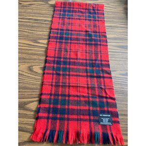 Red Robertson tartan red and black plaid wool scarf with fringe